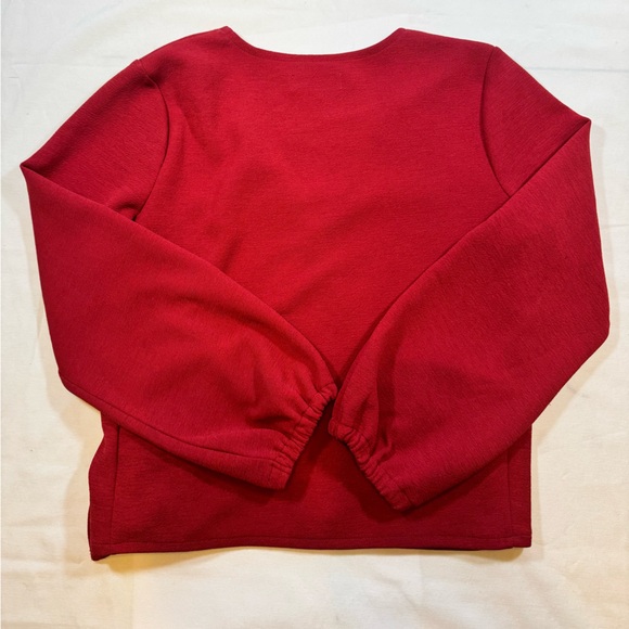 Madewell Texture & Thread Red V-Neck Wrap Blouse - Picture 9 of 11